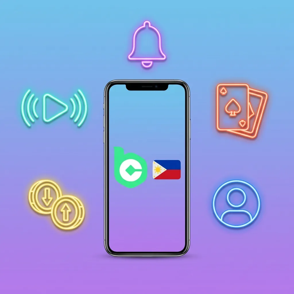 BC Game mobile app interface showing payment options, live casino, and betting features for Philippine players